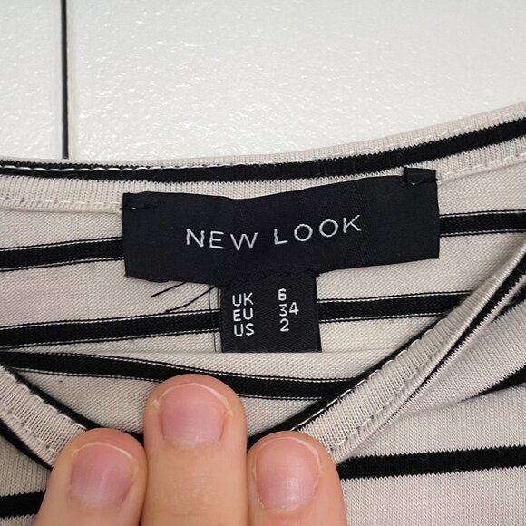 New Look Black and White Striped Crop Top Size 2 NWOT - Picture 6 of 12
